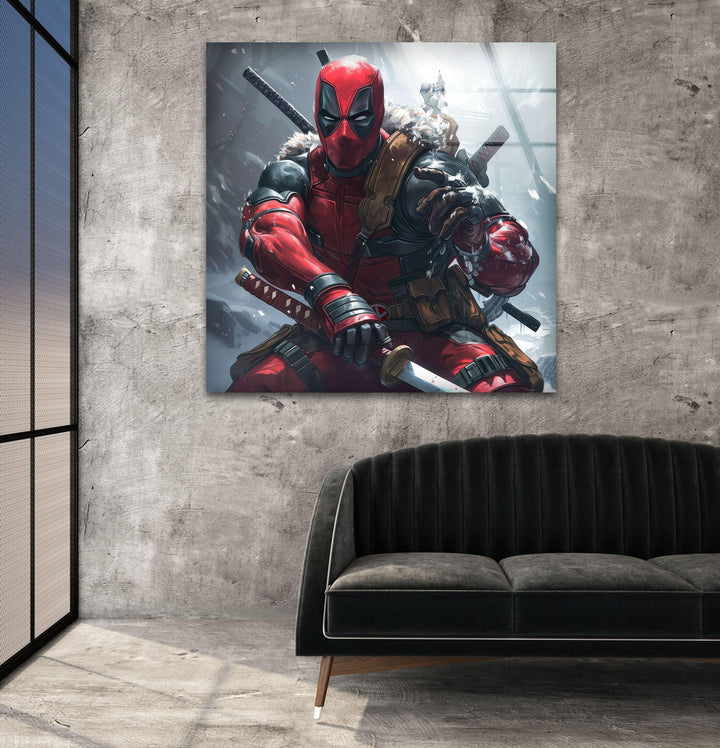 Deadpool Snow Glass Wall Art glass art painting, glass art for the Wall

