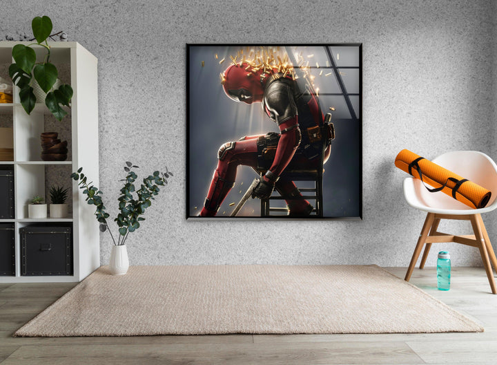 Deadpool with Bullets Glass Wall Art glass pictures for Wall, glass prints wall art
