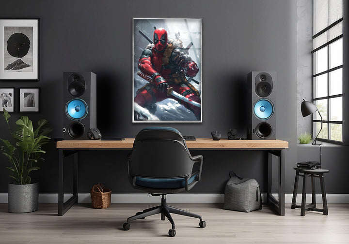 Deadpool Snow Glass Wall Art glass photo prints, glass picture prints
