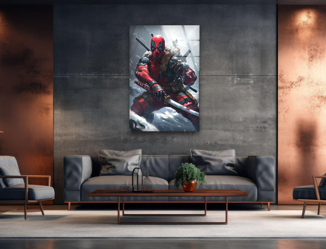 Deadpool Snow Glass Wall Art glass pictures for Wall, glass prints wall art
