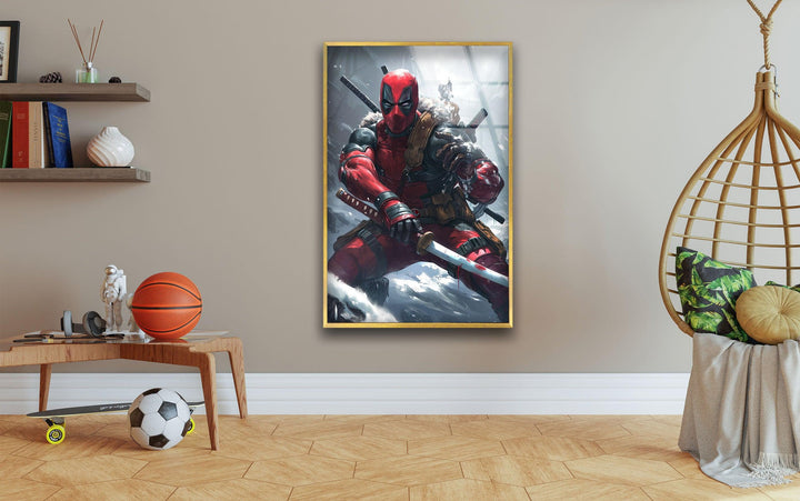 Deadpool Snow Glass Wall Art glass image printing, glass prints from photos
