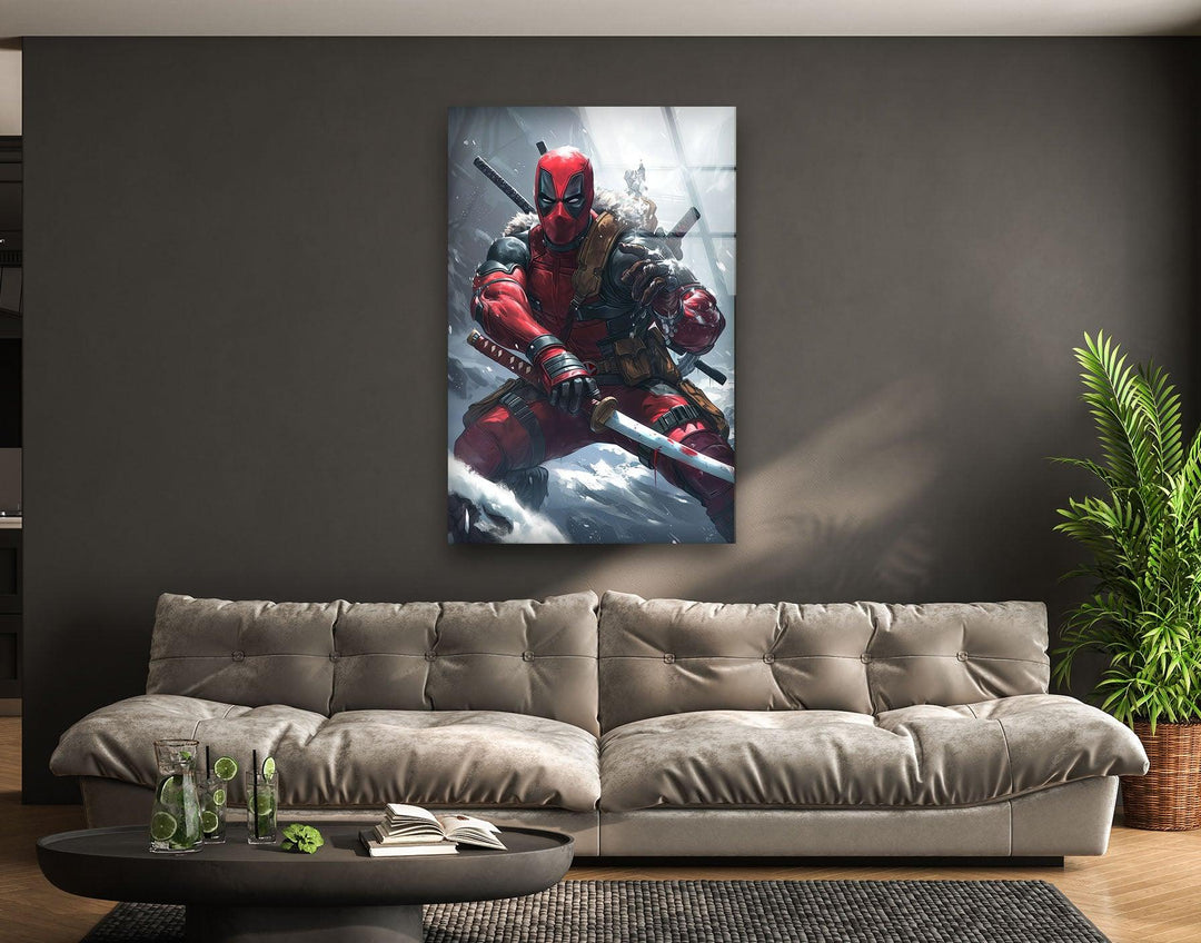 Deadpool Snow Glass Wall Art art glass wall art, glass wall art pictures
