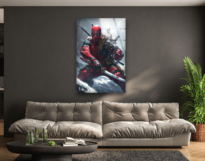 Deadpool Snow Glass Wall Art art glass wall art, glass wall art pictures

