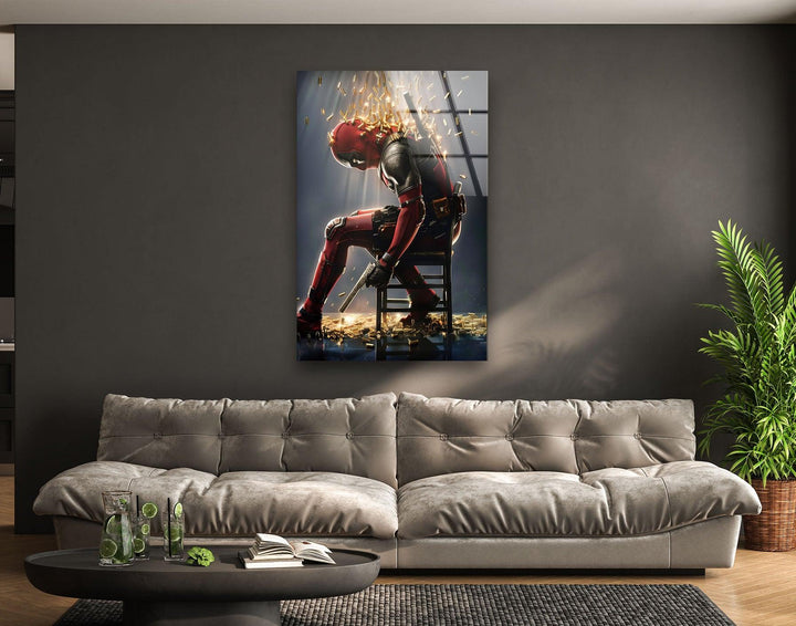 Deadpool with Bullets Glass Wall Art Glass Printing Wall Art, Print photos on glass
