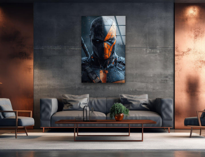 Deathstroke Portrait Glass Wall Art Glass Printing Wall Art, Print photos on glass
