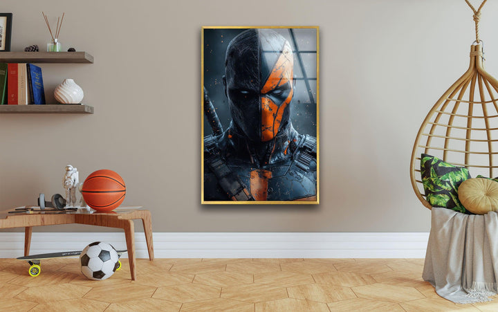Deathstroke Portrait Glass Wall Art glass image printing, glass prints from photos

