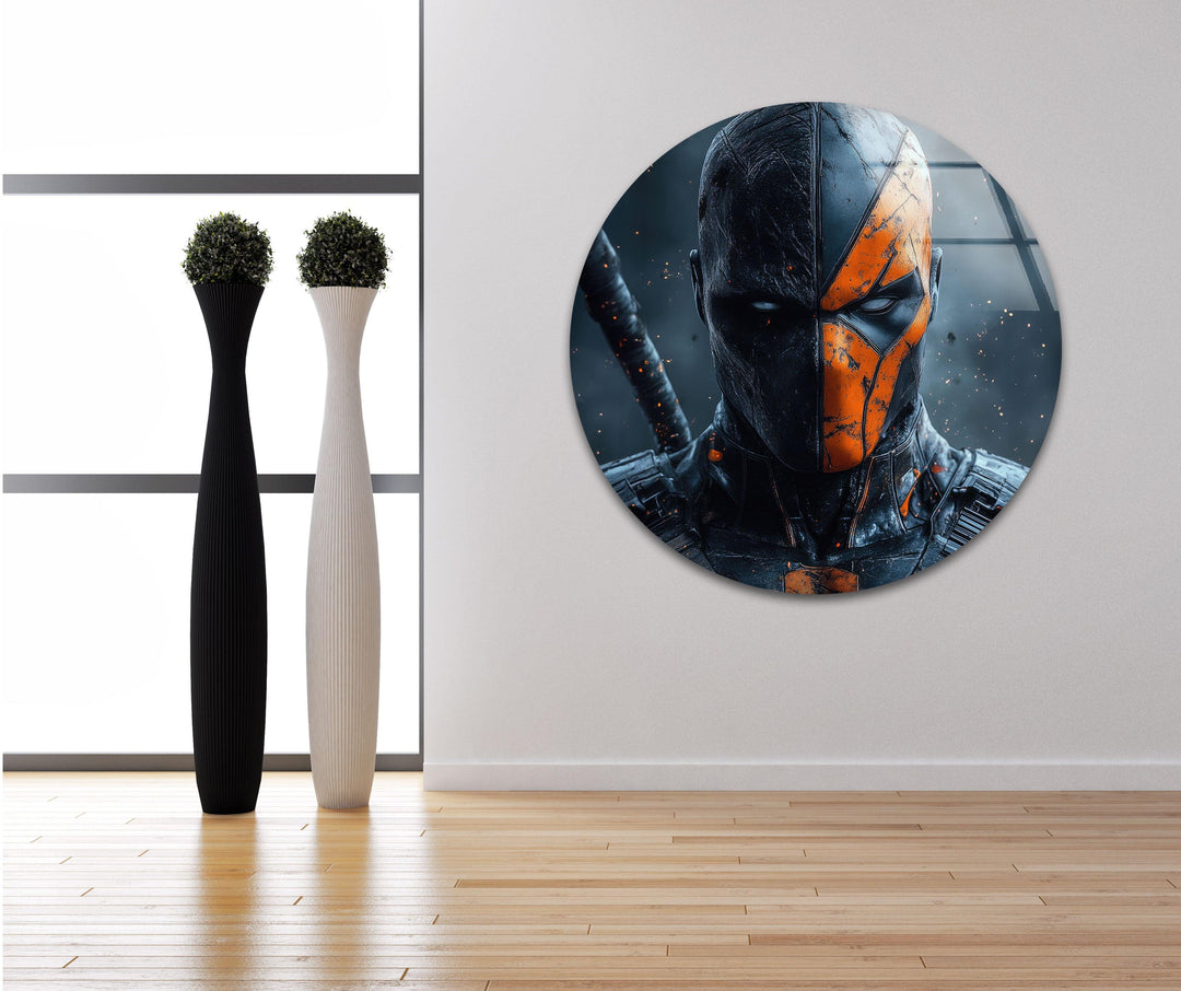 Deathstroke Portrait Glass Wall Art custom glass pictures, glass art prints
