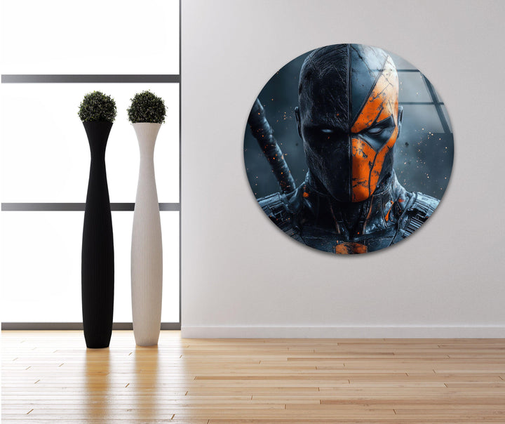 Deathstroke Portrait Glass Wall Art custom glass pictures, glass art prints
