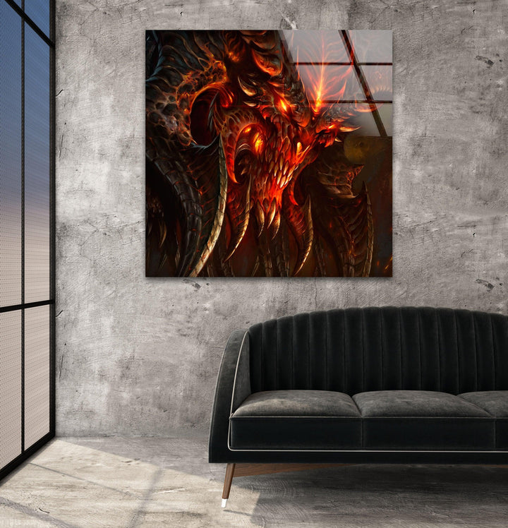 Diablo Khorne Demon Prince Glass Wall Art