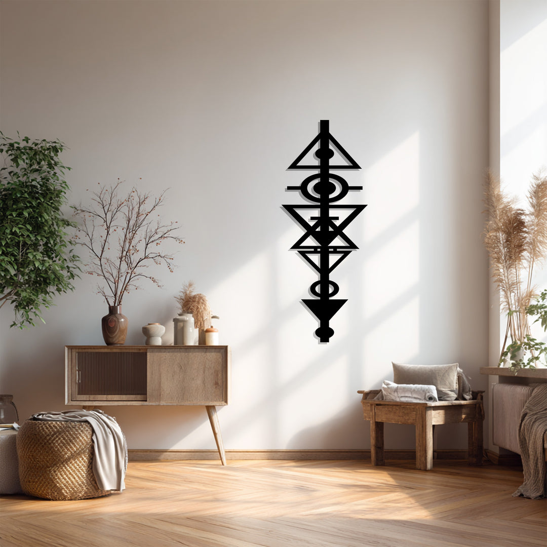 Geometric Tribal Symbol – Modern Abstract Metal Wall Art
