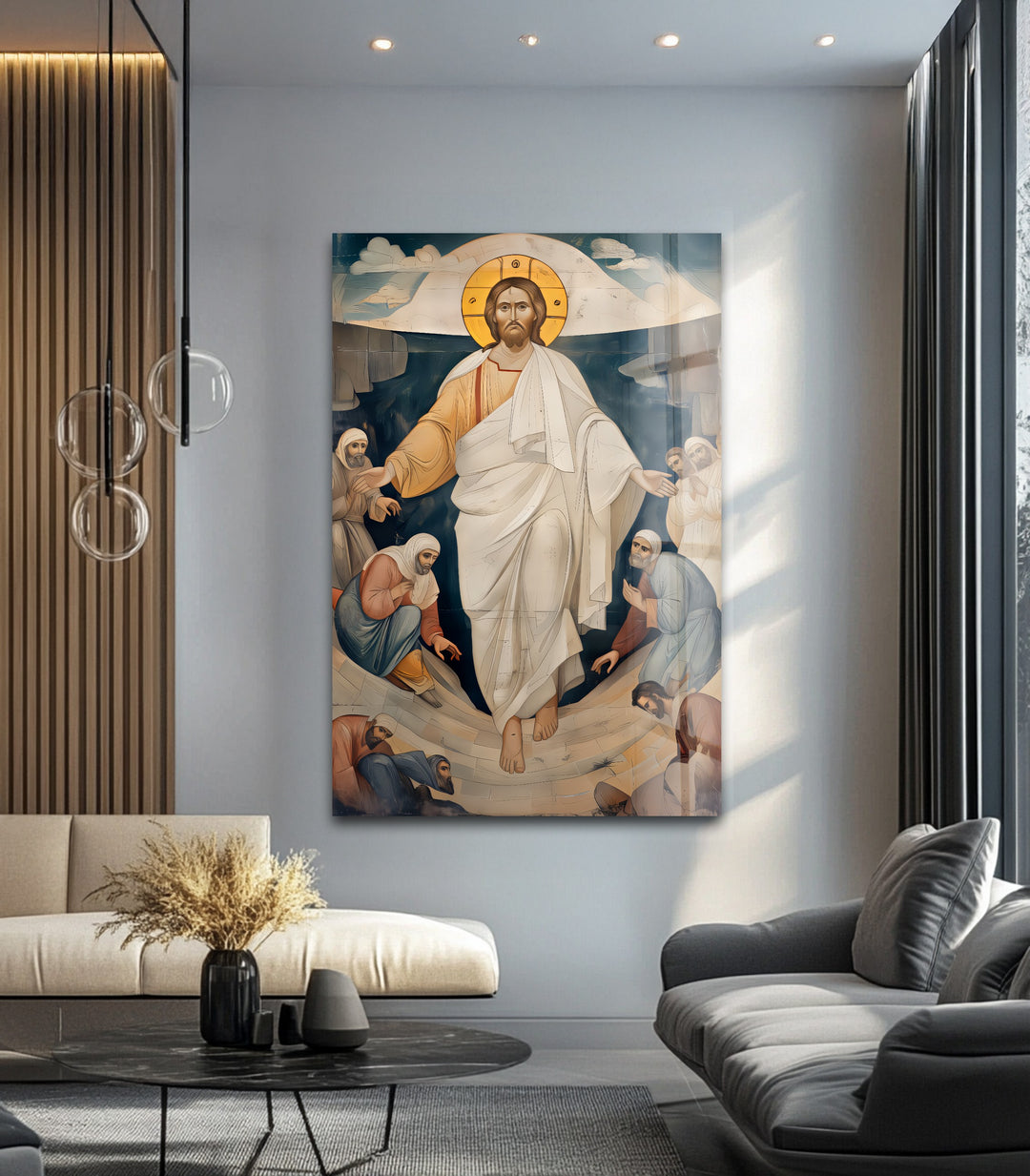 Resurrected Glory – Byzantine Jesus Glass Wall Art
