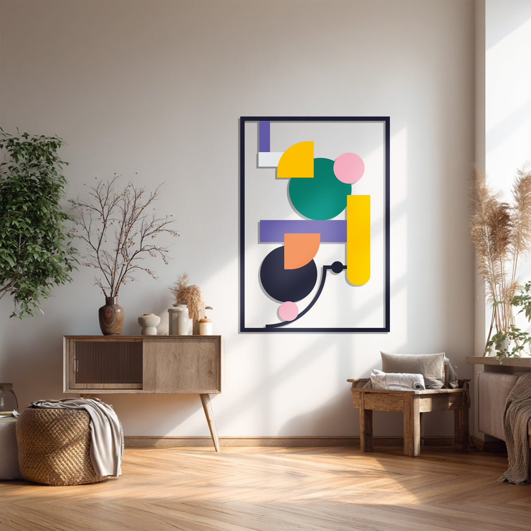 Geometric Balance Metal Wall Art – Modern Abstract Colorful Decor