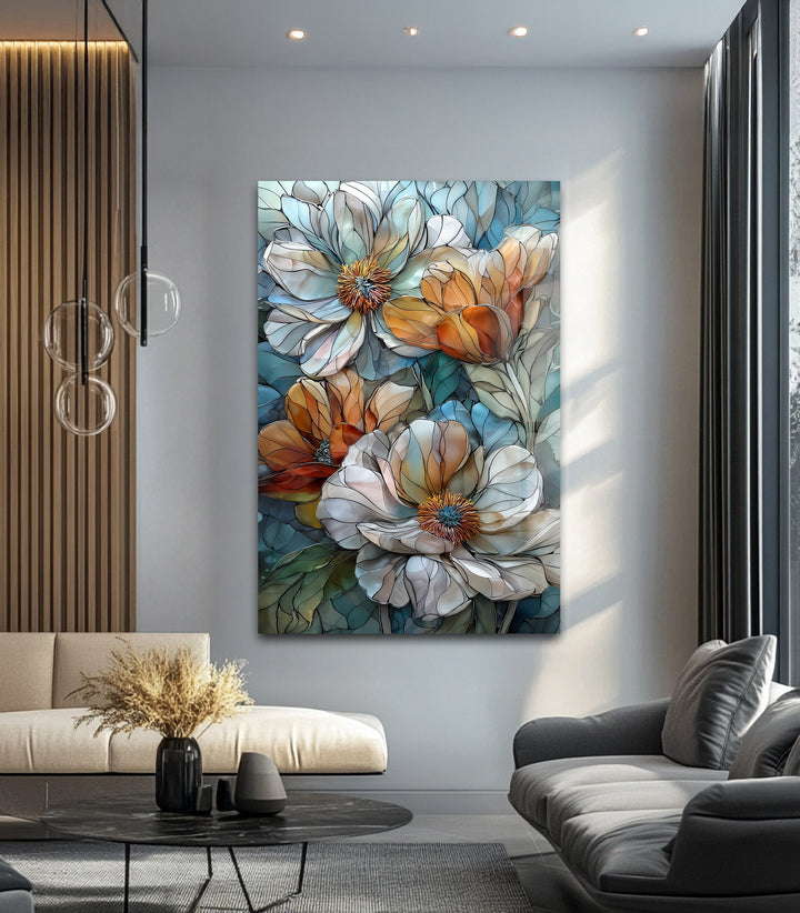 Whispers of Bloom – Floral Glass Wall Art