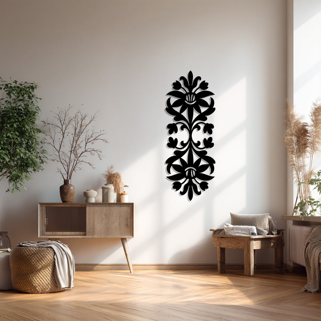 Armonia floreale – Nero elegante Decorazioni Murali in Metallo