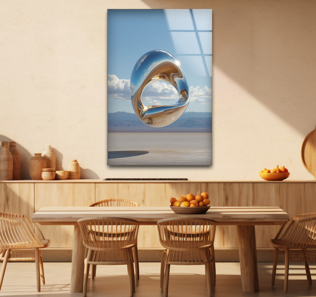 Celestial Infinity Loop – Floating Metallic Sculpture Glass Wall Art