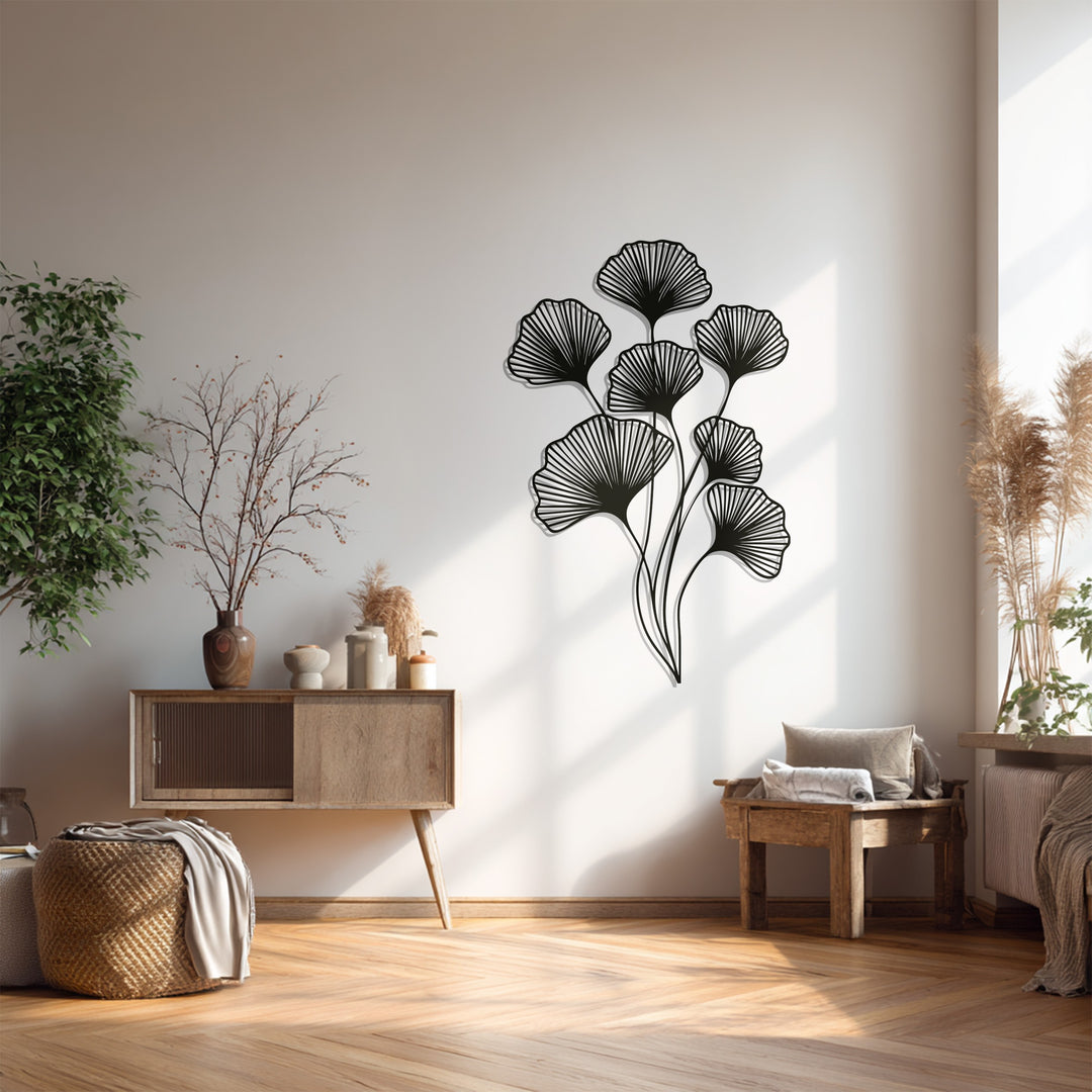 Floral Metal Wall Art – Black Modern Botanical Wall Sculpture