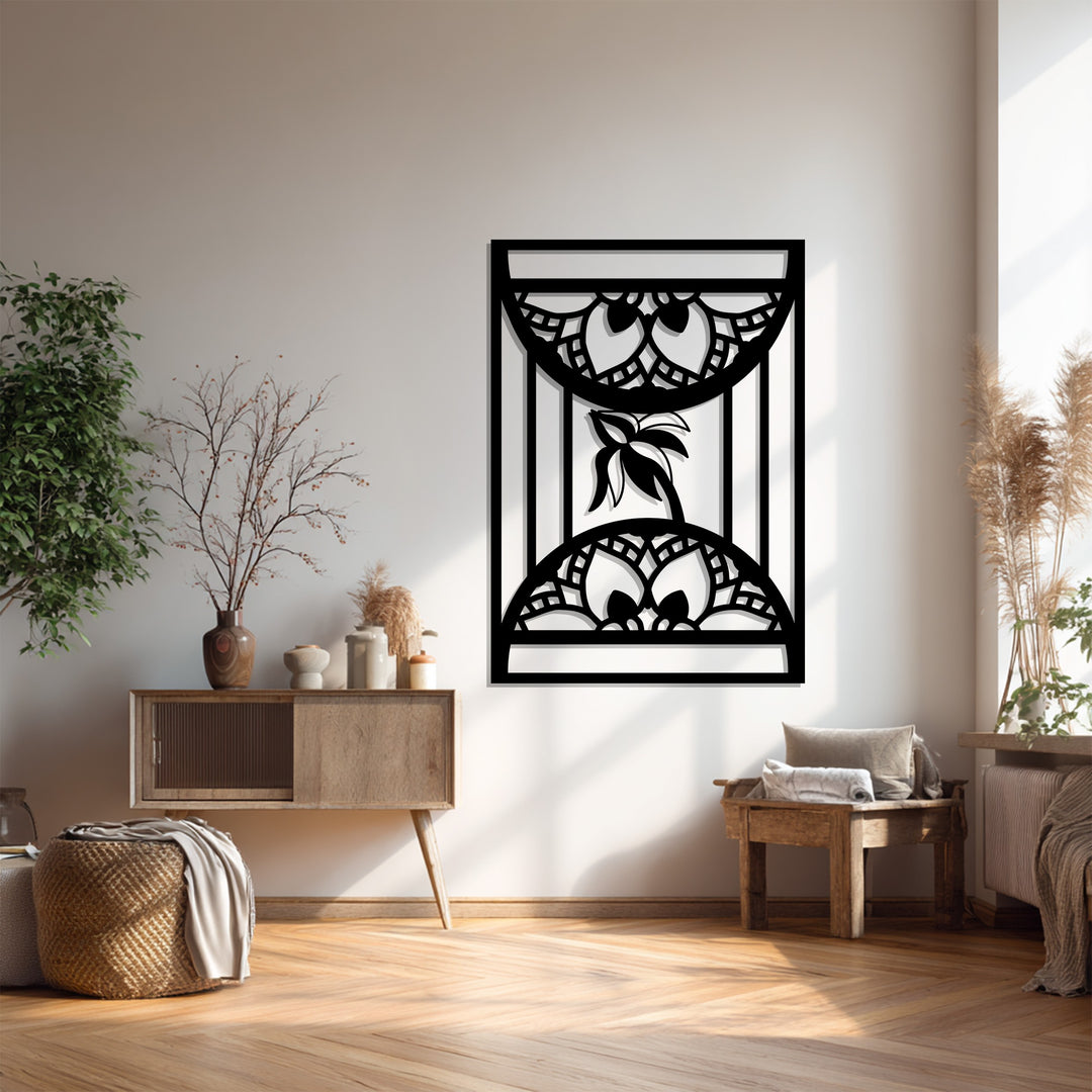 أزهار آرت ديكو – زخارف نباتية هندسية فن جداري معدني