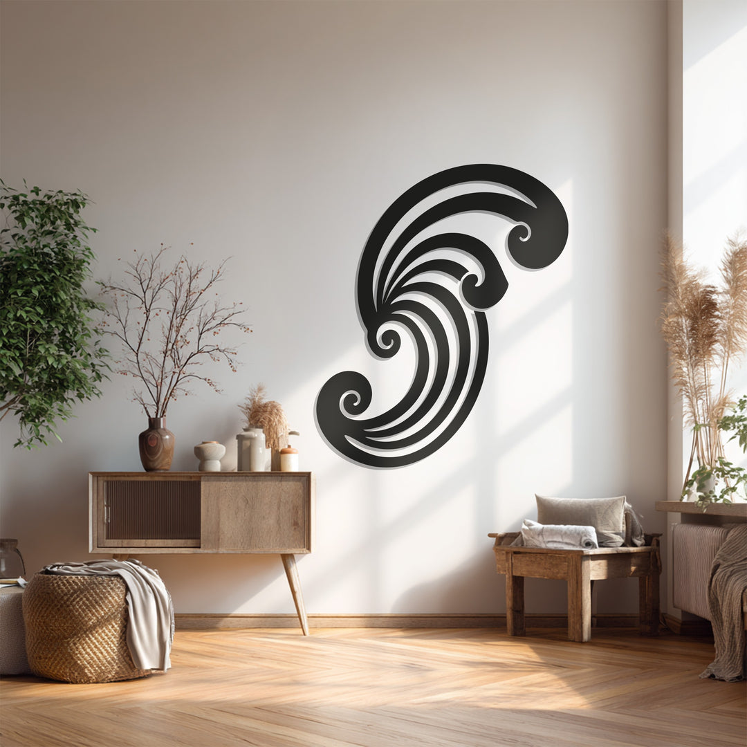 Swirl Spiral Metal Wall Art – Abstract Black Metal Sculpture