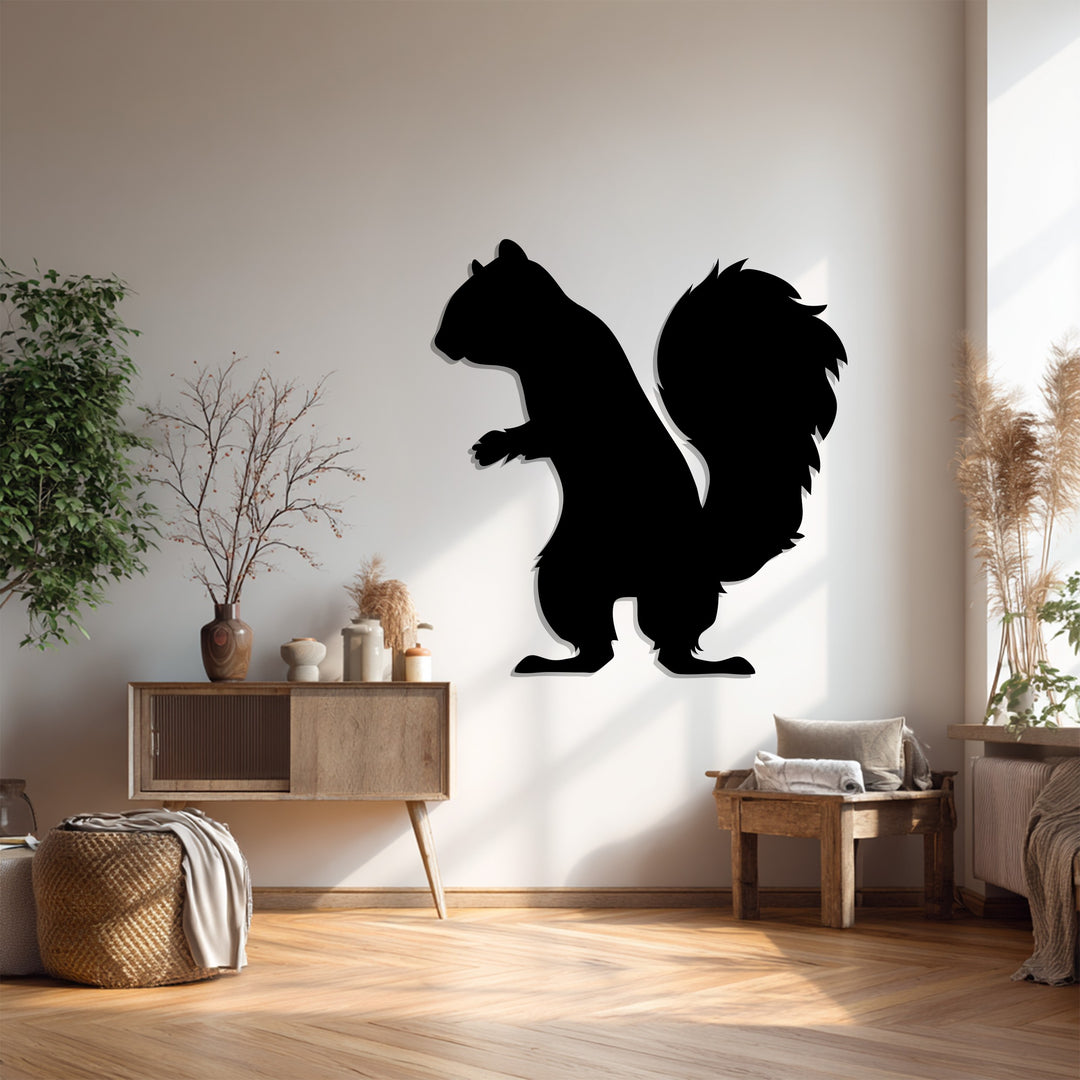 Squirrel Metal Wall Art – Woodland Animal Silhouette Décor