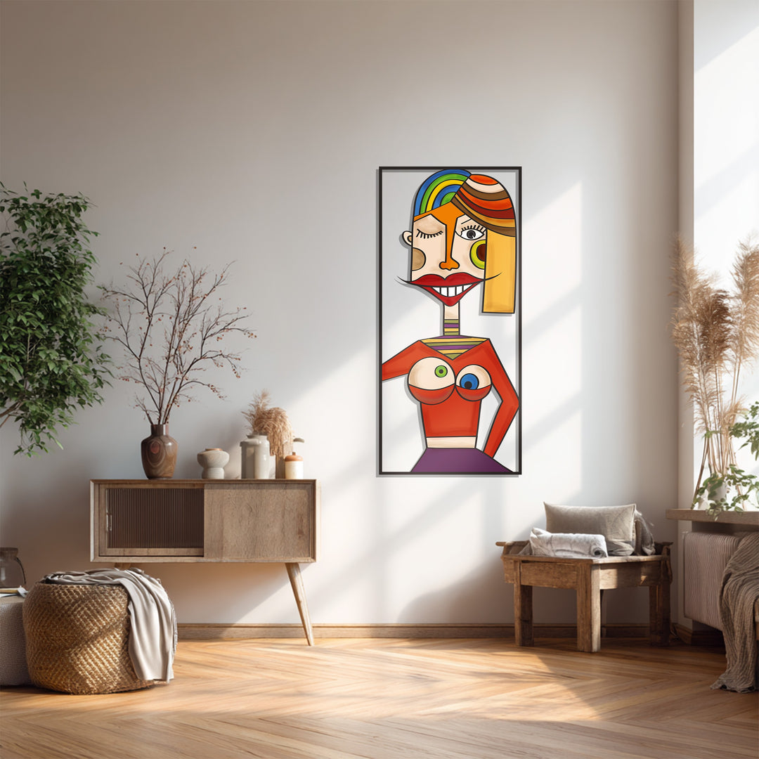 Abstract Woman Metal Wall Art – Picasso Inspired Colorful Decor