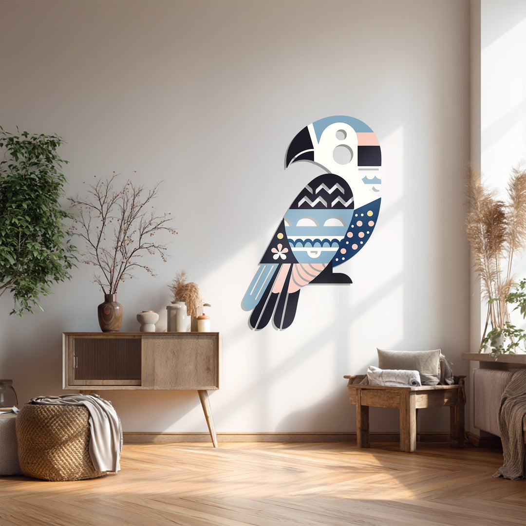 Geometric Parrot Metal Wall Art – Modern Bird-Inspired Home Decor