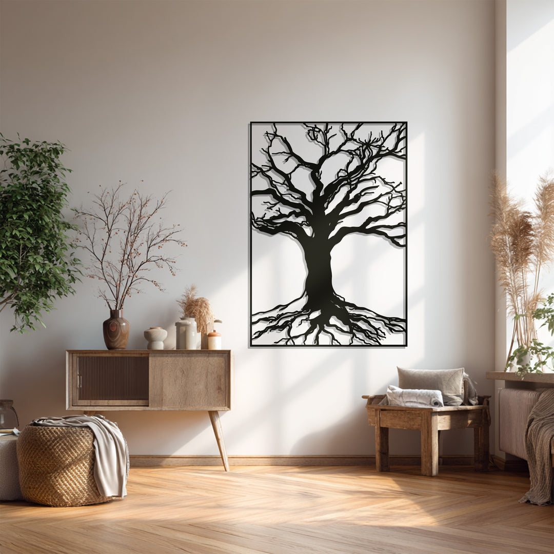 Tree Silhouette Metal Wall Art – Black Nature Wall Sculpture