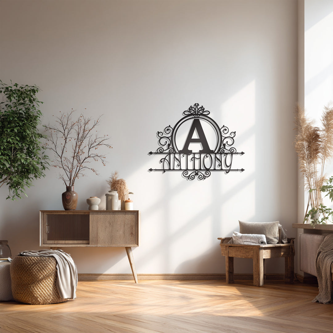 Nixon Family Monogram – Elegant Personalized Metal Wall Art