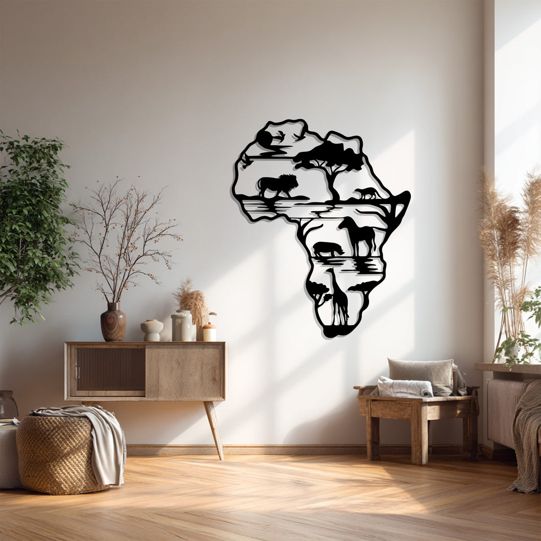 African Wilderness – Safari Silhouette Metal Wall Art