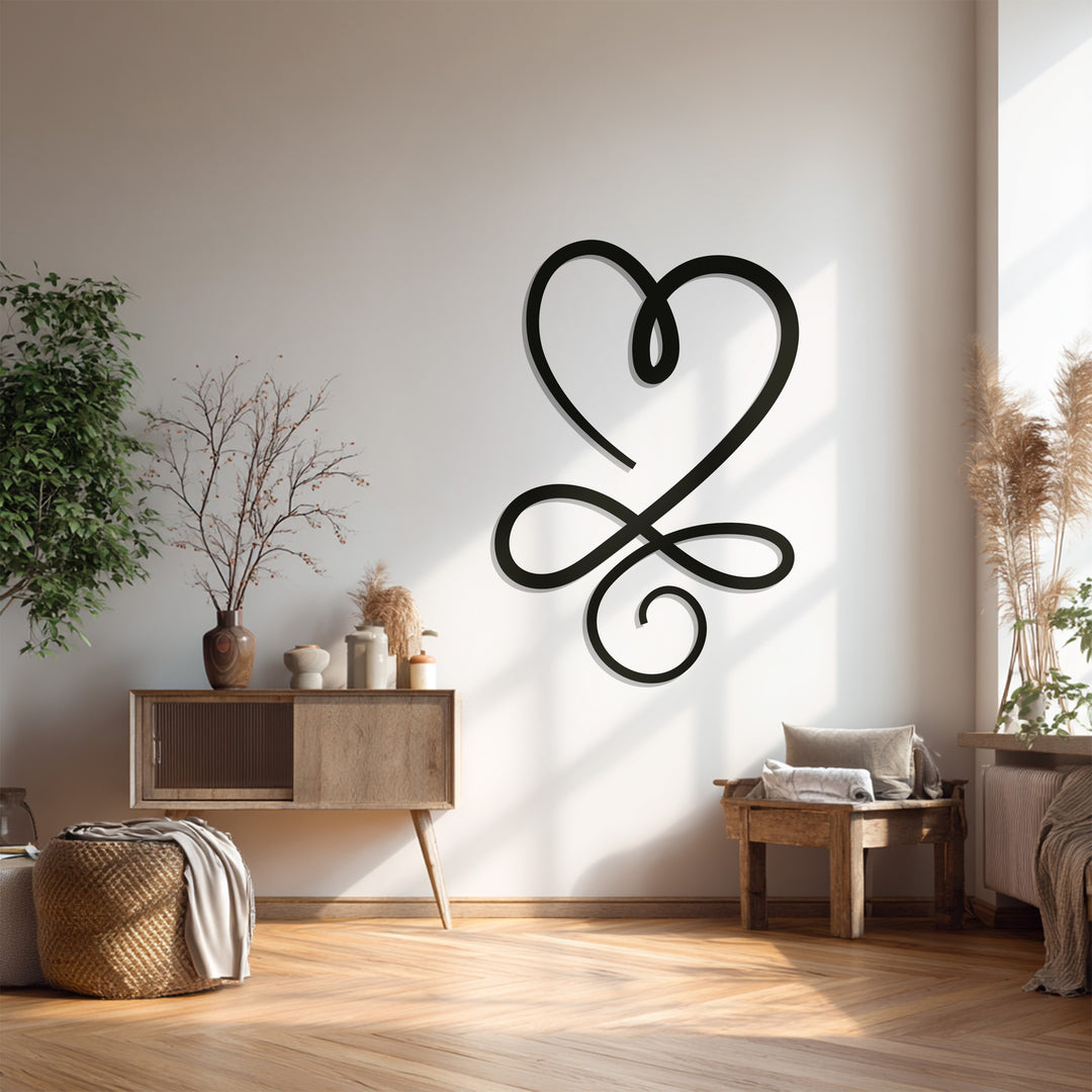 Eternal Love Heart – Minimalist Infinity Metal Wall Art