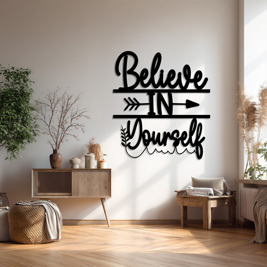 Believe in Yourself Metal Wall Art – Inspirational Quote Wall Decor