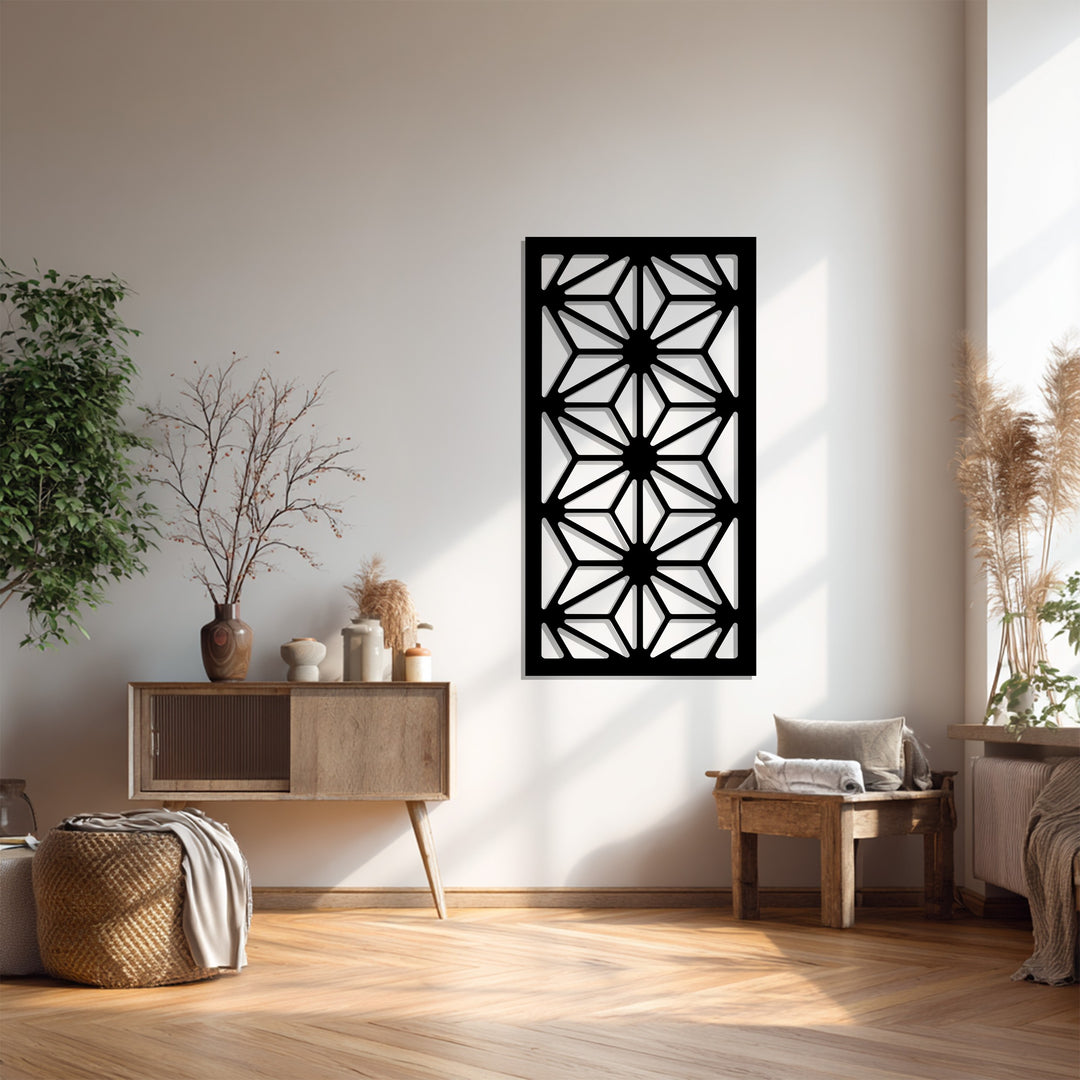 هندسة نجمية – نمط زهري عصري فن جداري معدني