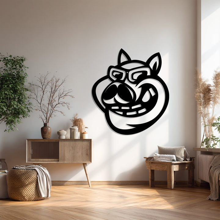 Cute dog face metal wall art