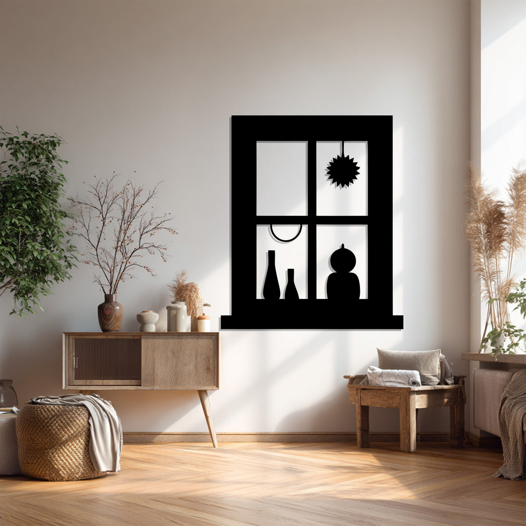 Square Window Metal Wall Art – Modern Silhouette Home Decor