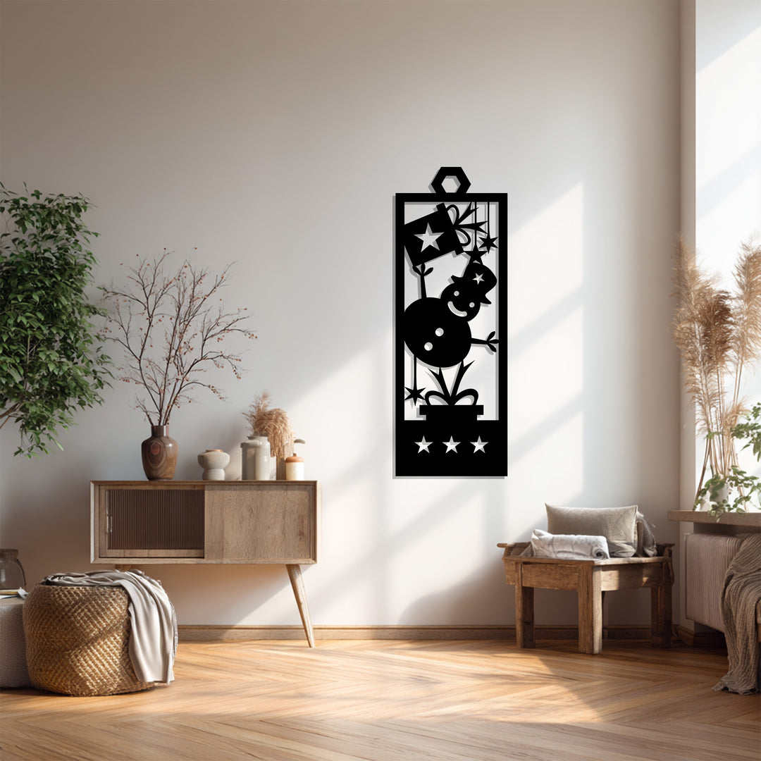 Pupazzo di neve gioioso - Stelle di Natale Decorazioni Murali in Metallo