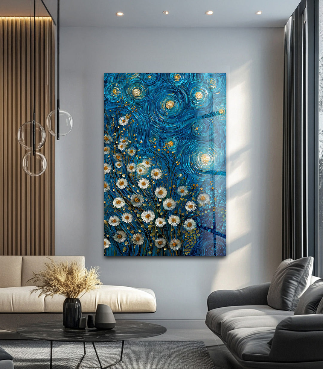 Starry Blossoms – Glass Wall Art