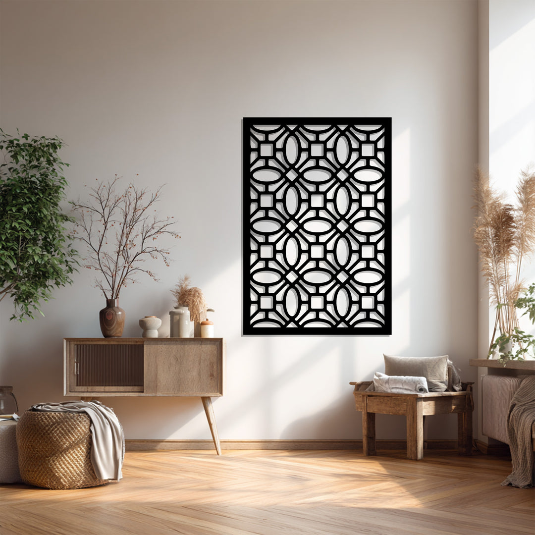 شبكة فاخرة – تصميم هندسي حديث فن جداري معدني