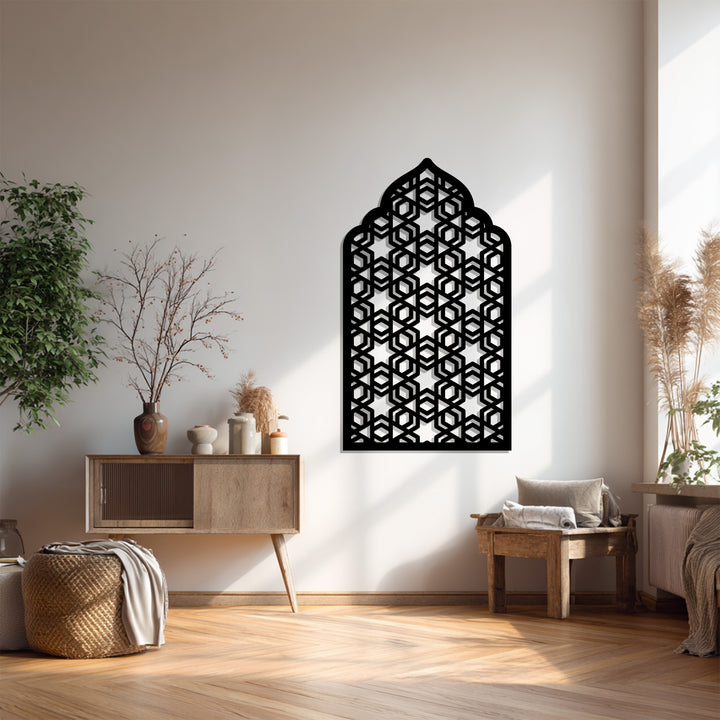 Geometric Islamic arch metal decor