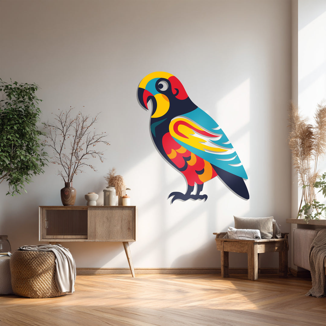 Vibrant Parrot Metal Wall Art – Colorful Tropical Bird Home Decor
