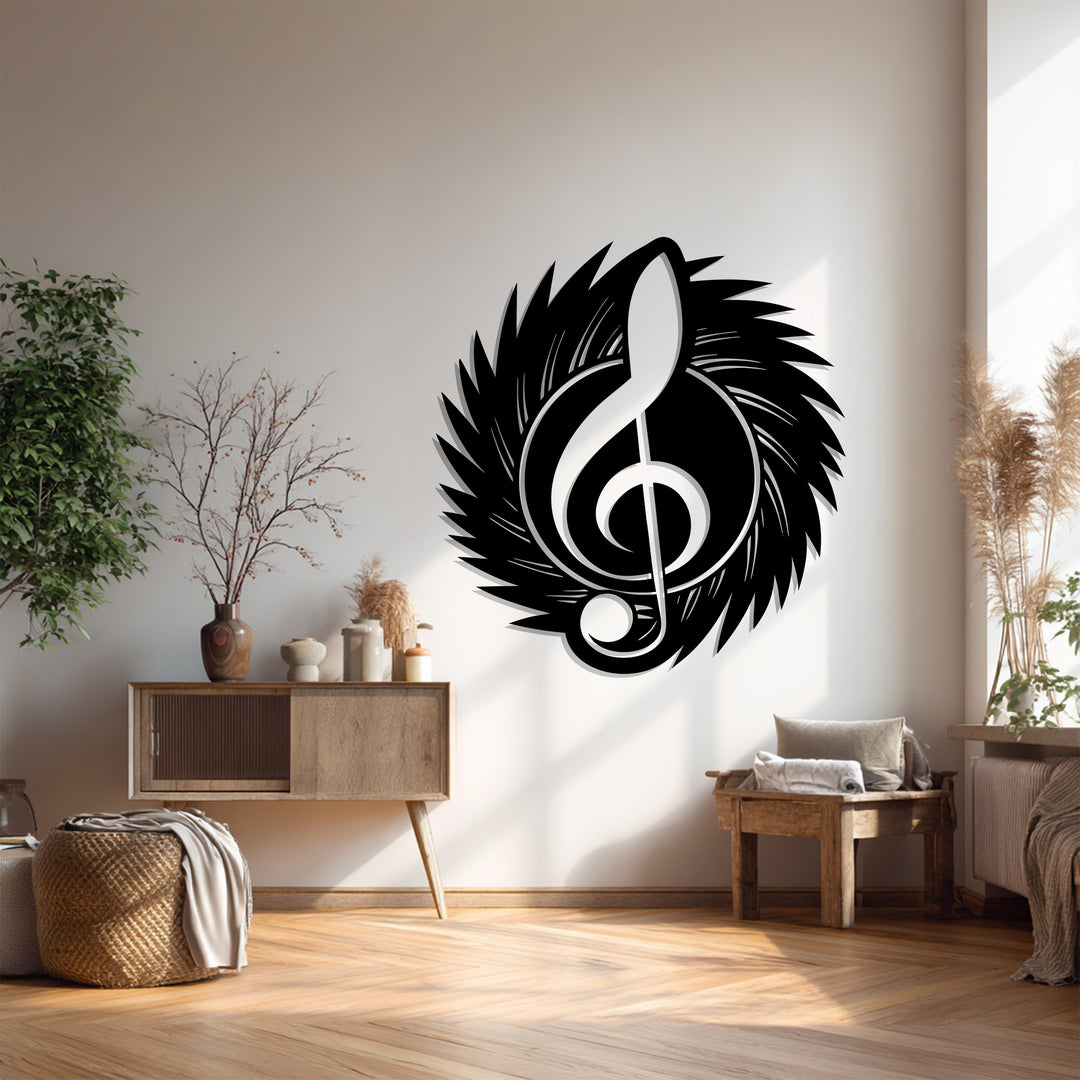 Treble Clef Wing Metal Wall Art – Music Inspired Decor