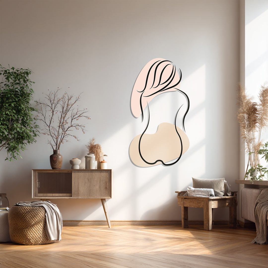 Minimalist Female Silhouette Metal Wall Art – Elegant Line Art Home Decor