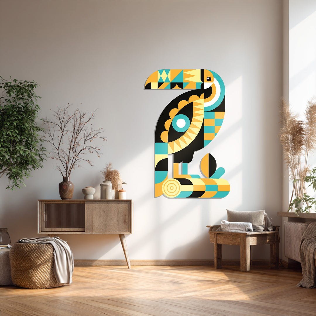 Geometric Toucan Metal Wall Art – Modern Tropical Decor
