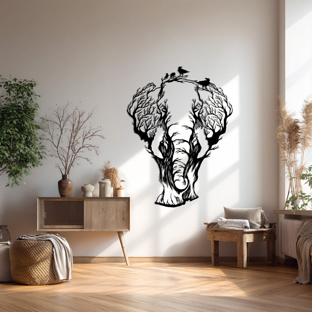 Elephant Tree Metal Wall Art – Wildlife Inspired Design
