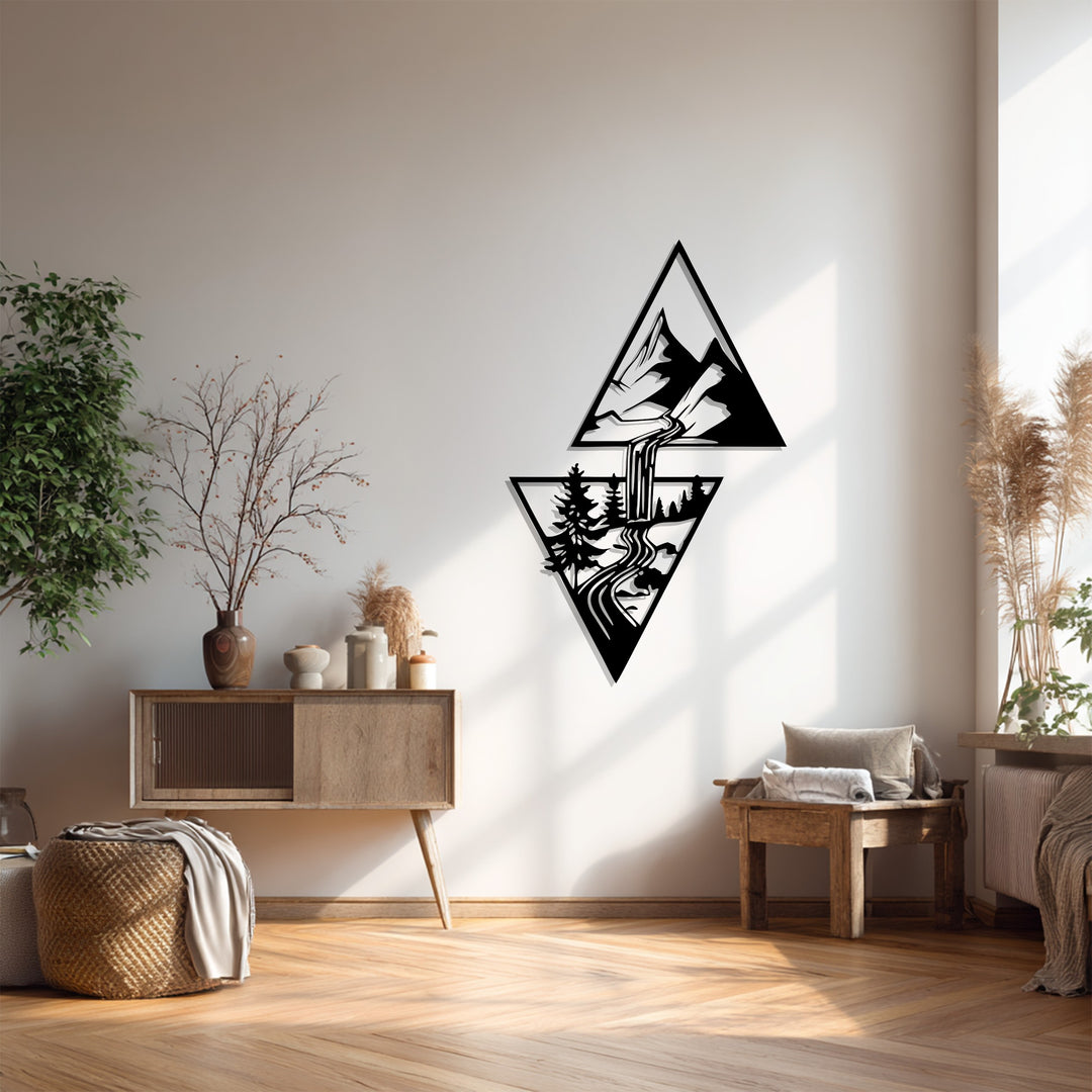 Mountain Cascade Metal Wall Art – Nature-Inspired Modern Home Decor
