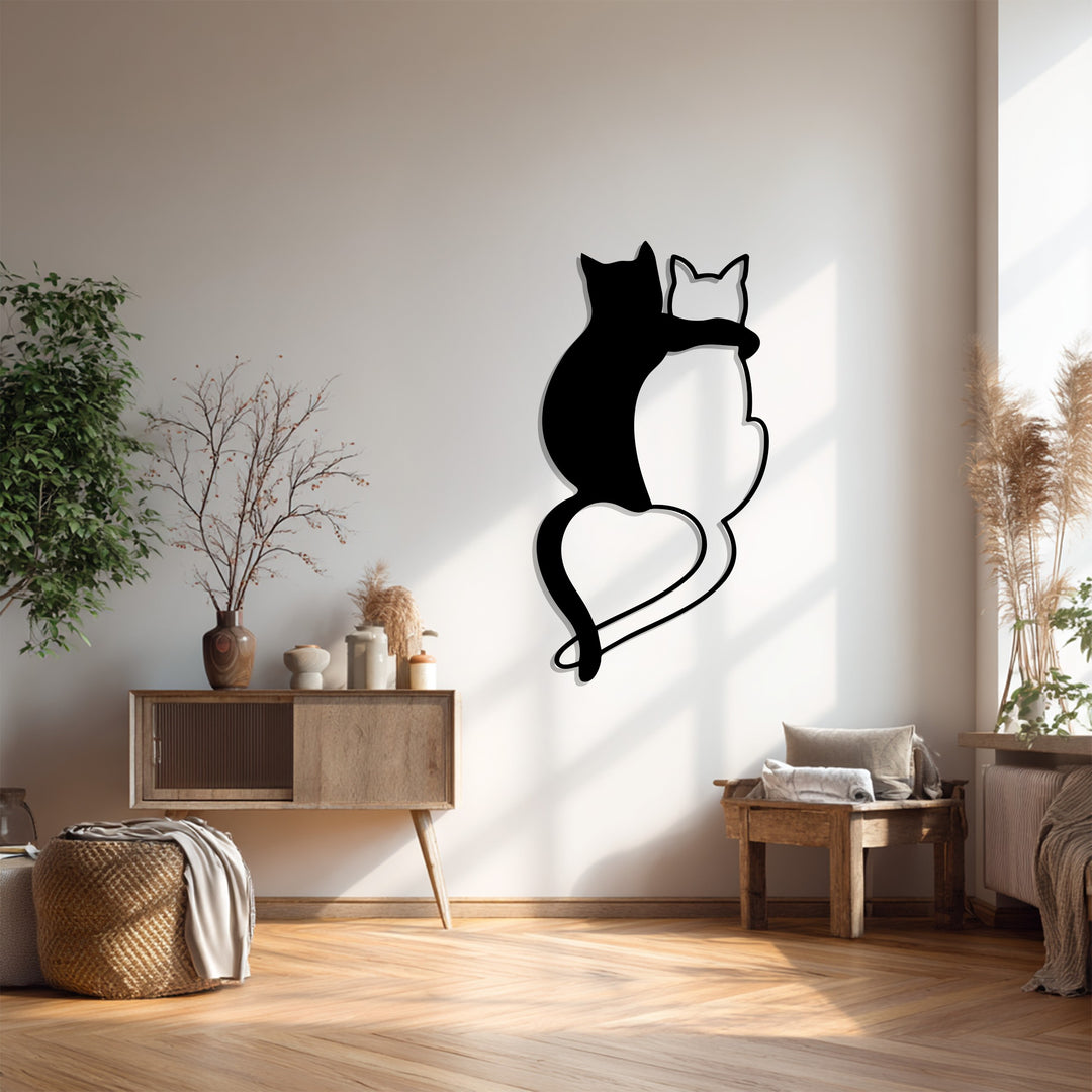 Loving Cats Silhouette – Minimalist Metal Wall Art
