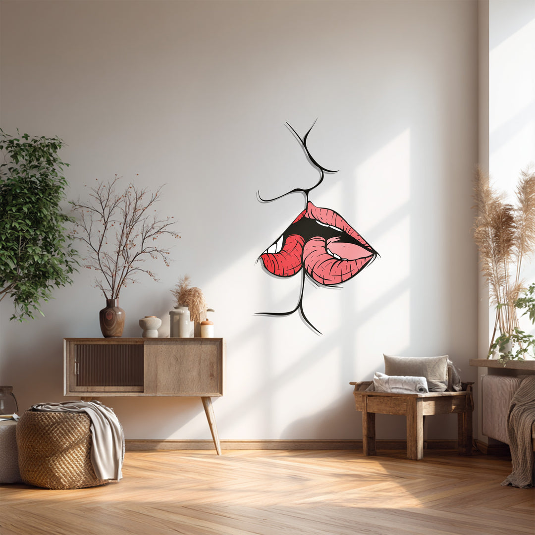Lips Kiss Metal Wall Art – Sensual Modern Romantic Home Decor