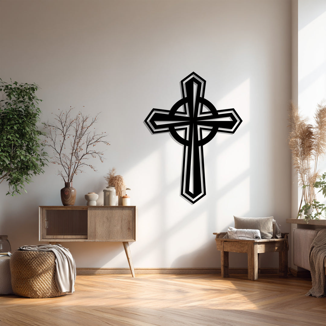 الوحدة الأبدية – الصليب السلتي الفضي فن جداري معدني