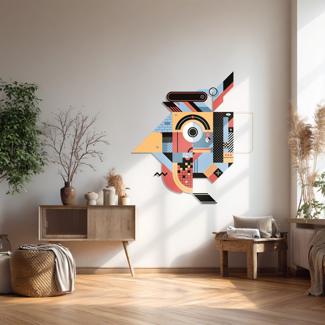 Geometric Bird Metal Wall Art – Colorful Modern Abstract Home Decor