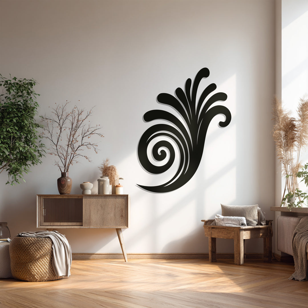 Spiral Wave Metal Wall Art – Black Modern Wall Sculpture