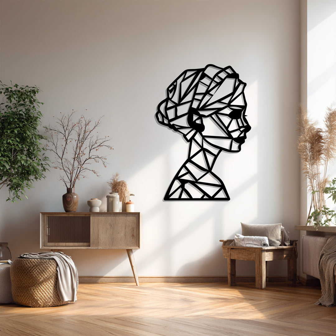 Geometric Lady Silhouette – Modern Abstract Metal Wall Art