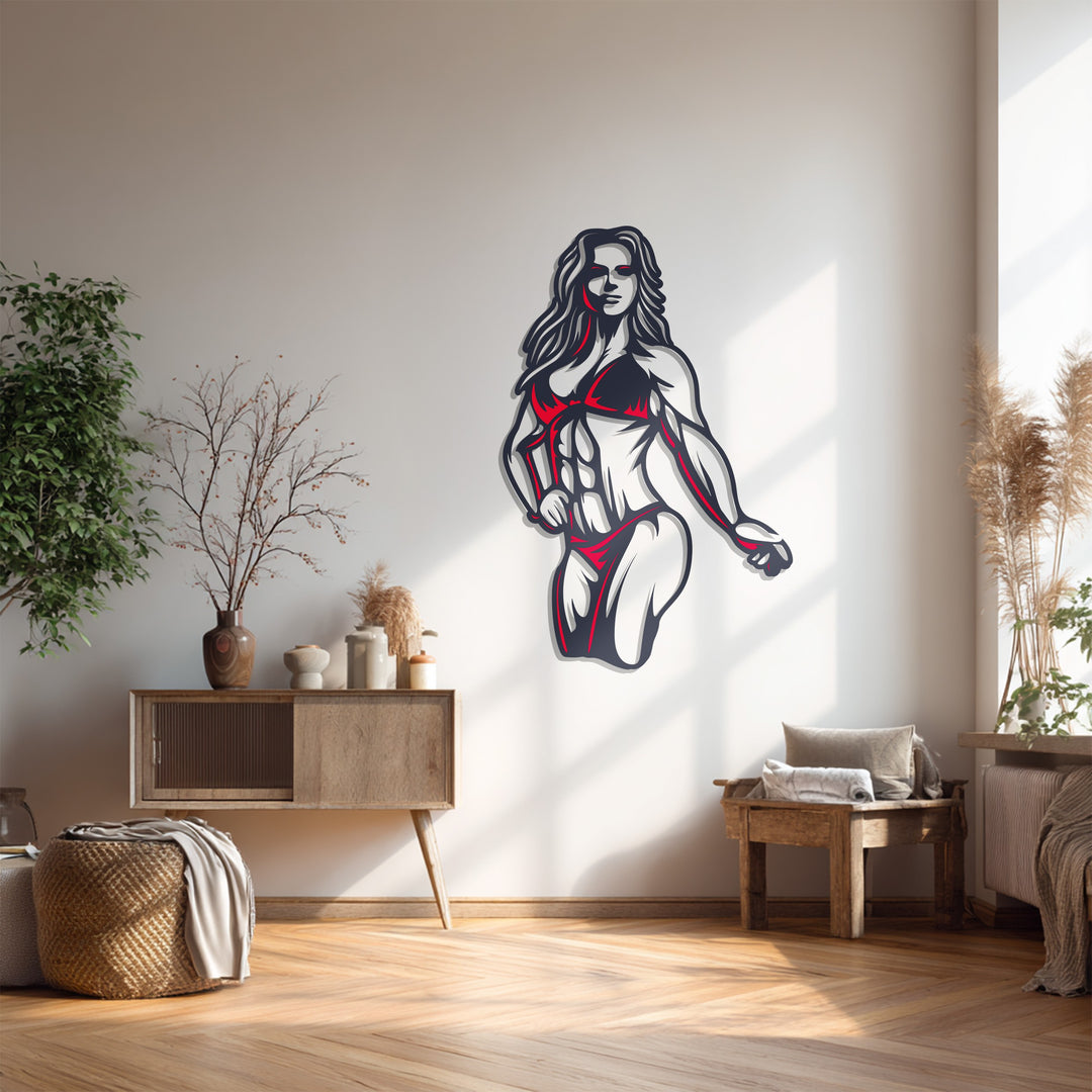 Fitness Woman Metal Wall Art – Powerful Modern Gym-Inspired Home Decor